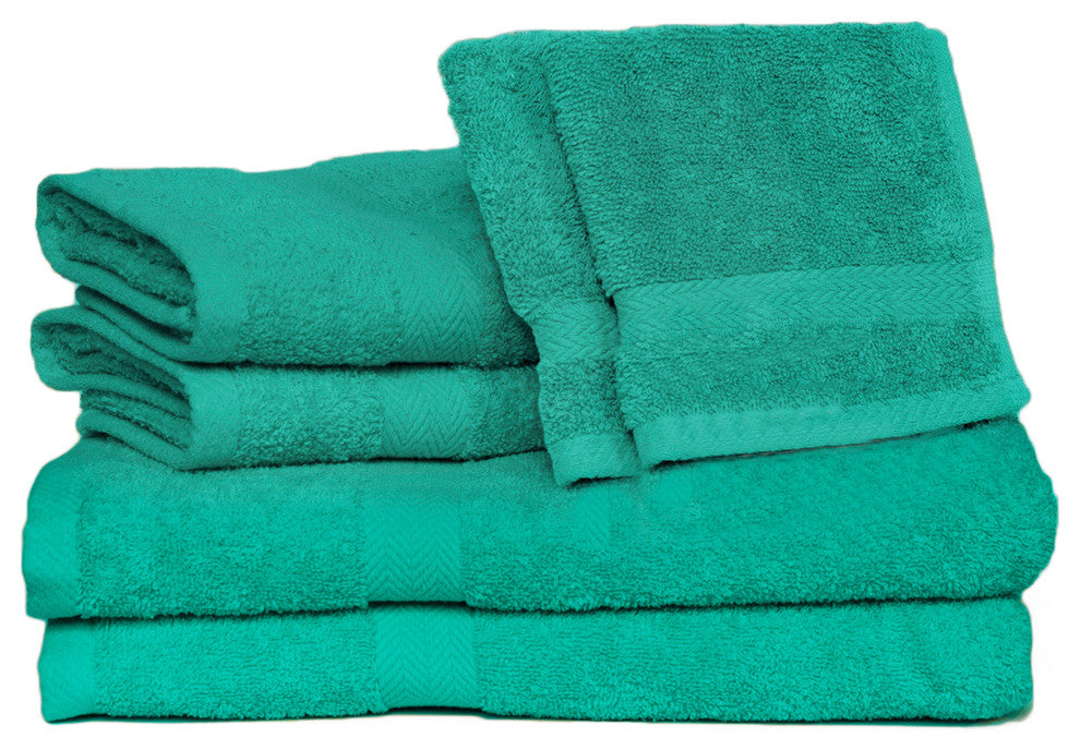 Deluxe 6-Piece Cotton Terry Bath Towel Set, Bermuda