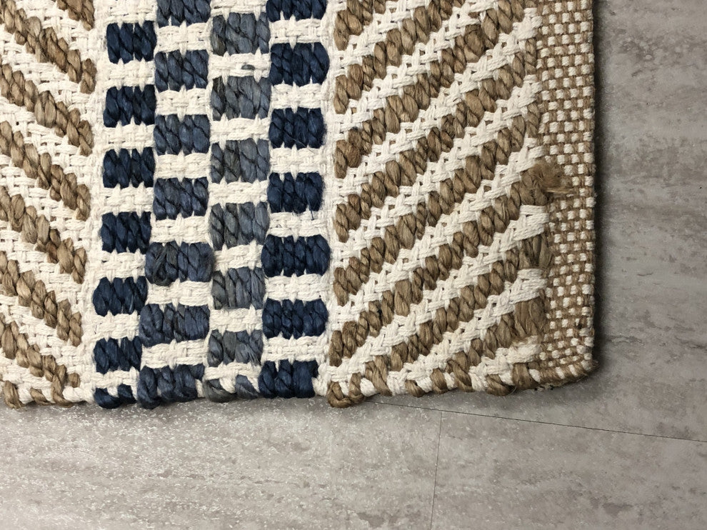 5" x 7" Brown and Navy Striped Area Rug