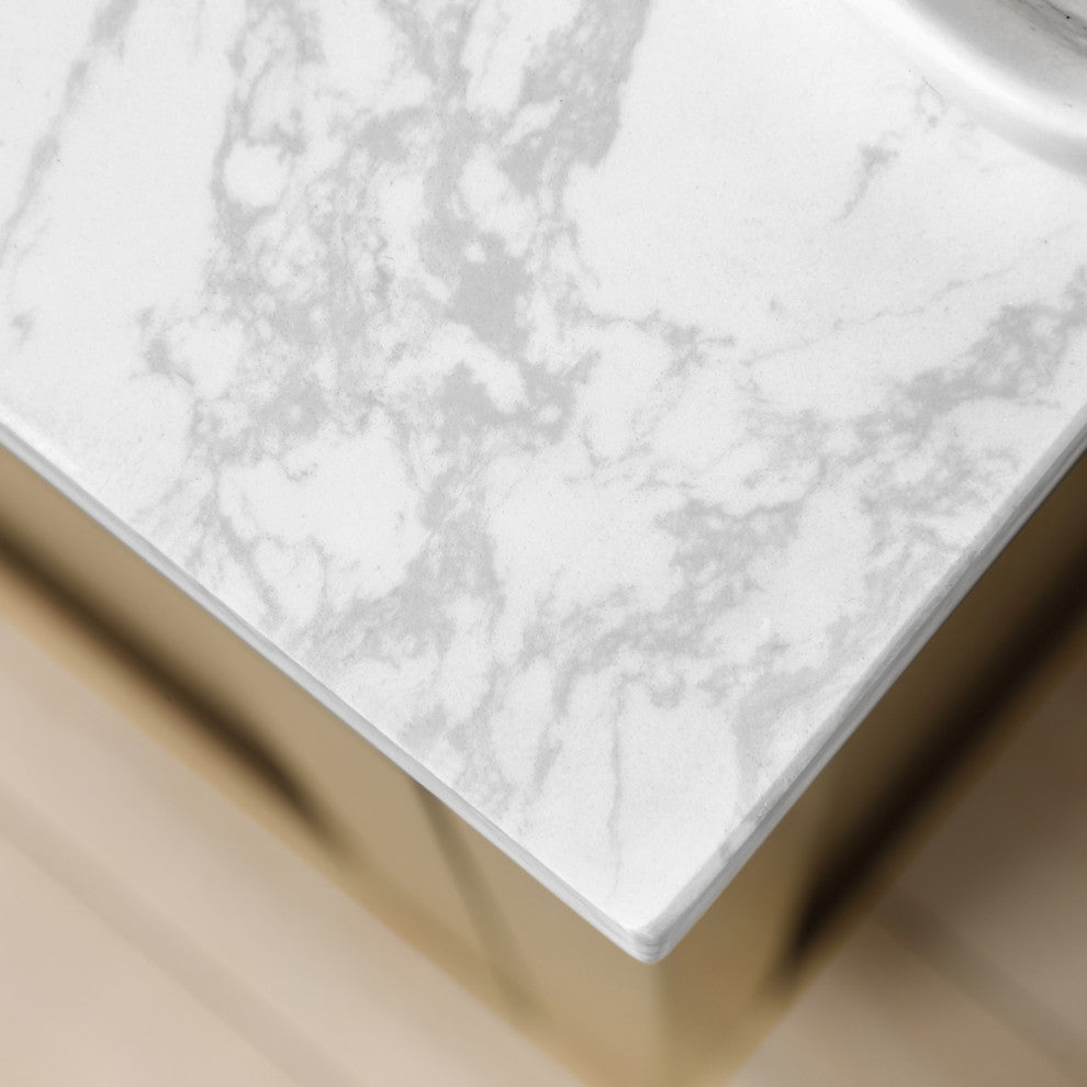 OVE Decors Athea 30" Vanity, Brushed Nickel, Extra Black Hardware, Almond Latte