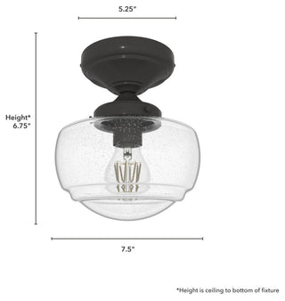 Saddle Creek Noble Bronze, Clear Seeded Glass 1 Light Mini Flush Mount Light