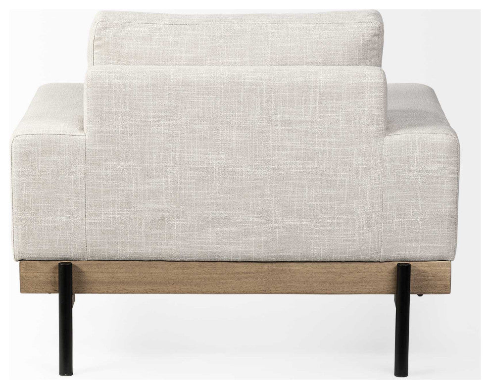 41" Cream and Black Fabric Arm Chair