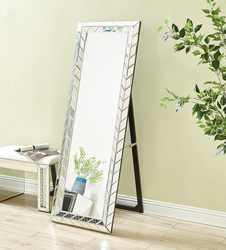 Sparkle 63" Contemporary Standing Full Length Mirror, Clear