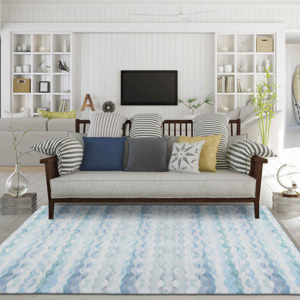 Indoor/Outdoor Seabreeze SZ16 Denim Machine Washable 8' x 10' Rug