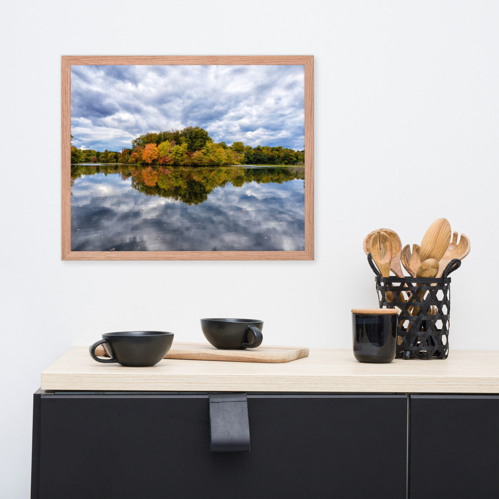 Autumn Reflections Rural Landscape Framed Photo Paper Wall Art Prints, Red Oak, 16" X 20"