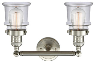 Small Canton 2-Light Bath Vanity-Light, Brushed Satin Nickel, Clear