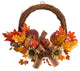 W1183 26 Fall Harvest Artificial Autumn Wreath With Twig Base and Bunny