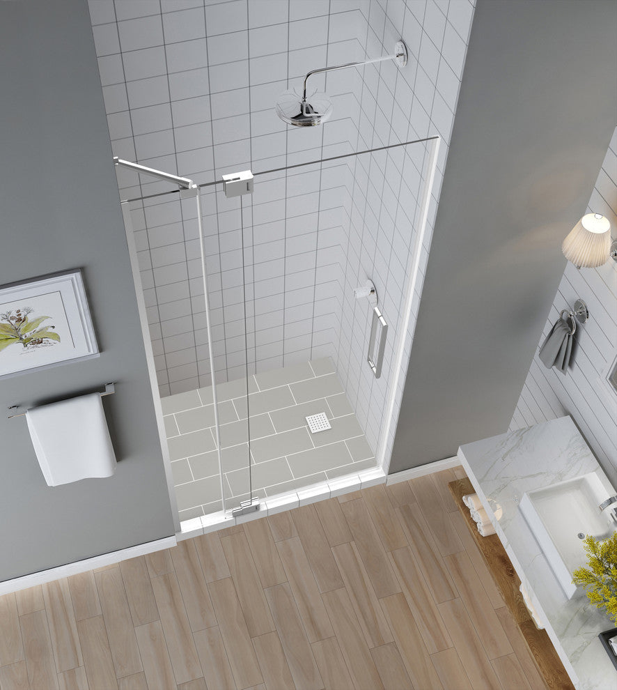 Madox 31"-36"x74.875" Frameless Pivot Shower Door, Chrome