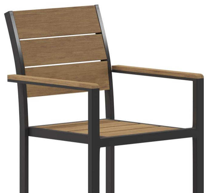 Finch Commercial Grade Stackable Patio Chair with Arms, Natural