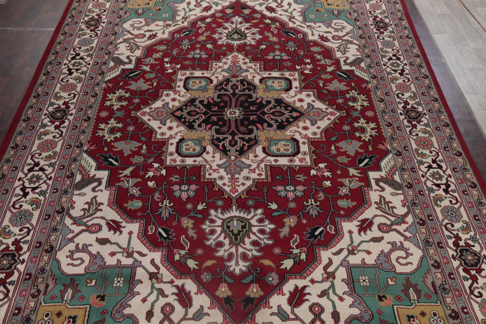 Heriz Oriental Traditional Area Rug Carpet Handmade Indian, Red, 17'4"x11'10