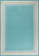 James Modern Border Stripe Indoor/Outdoor Area Rug, Aqua/Beige, 8x10