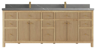 Sonoma Teak 84 Double Sink Vanity in Light  Natural with 2" Piatra Gray Quartz