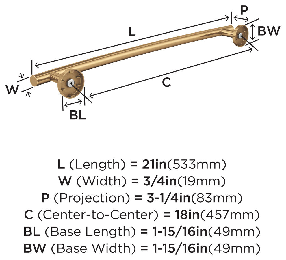 Amerock Arrondi Towel Bar, 18", Champagne Bronze