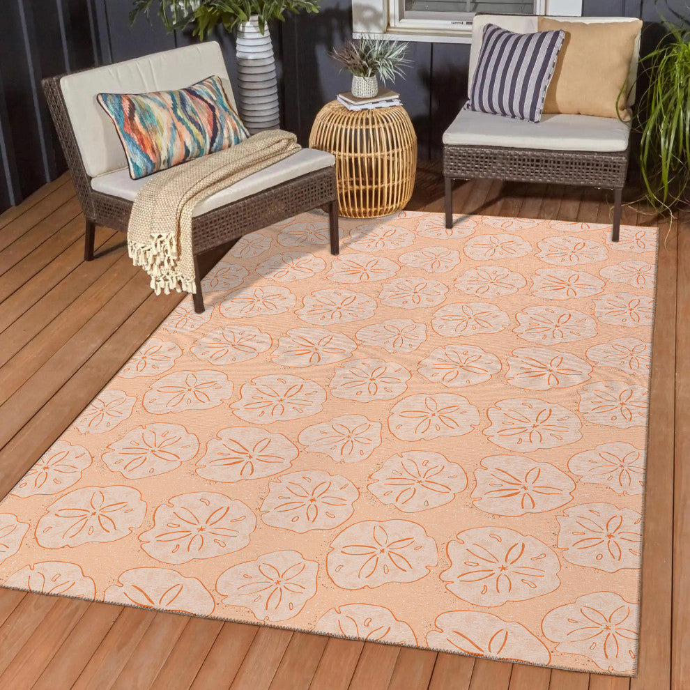 Indoor/Outdoor Seabreeze SZ10 Peach Machine Washable 8' x 10' Rug
