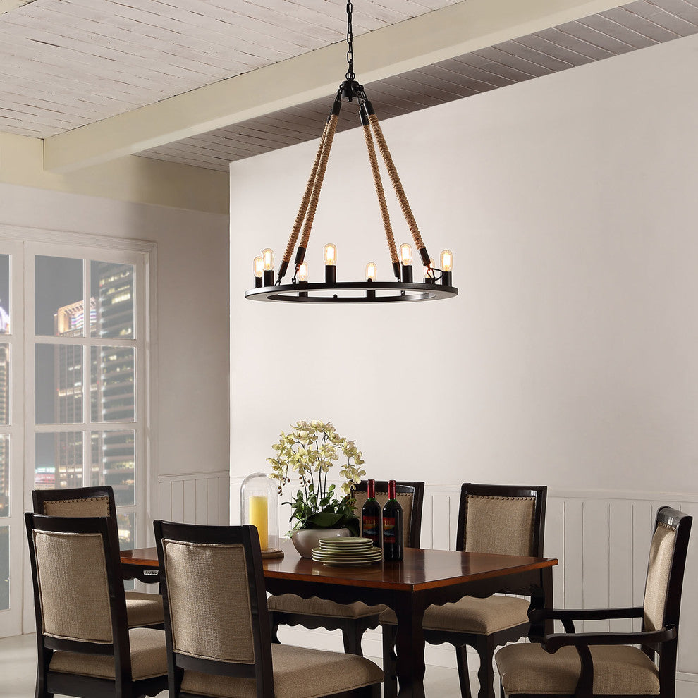 Modern Urban Contemporary Chandelier Light, Black Steel