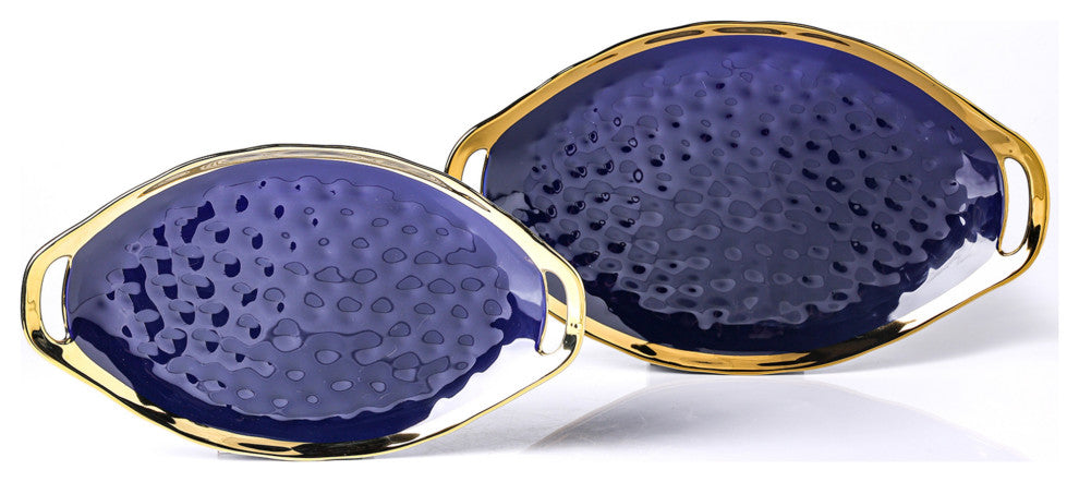 2-Piece Stone Lain Florian Porcelain Serving Plate Set, Blue