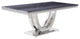 ACME Cambrie Dining Table, Faux Marble and Mirrored Silver