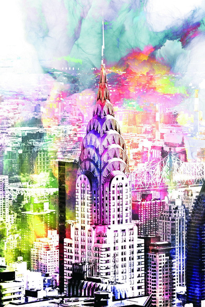 "New York Splatter" Tempered Glass Wall Art