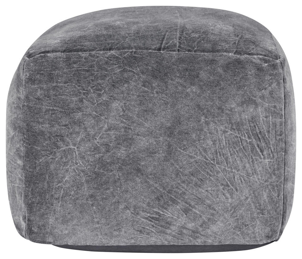 Heirloom 18" Velvet Fabric Floor Cushion Pouf, Stone Grey