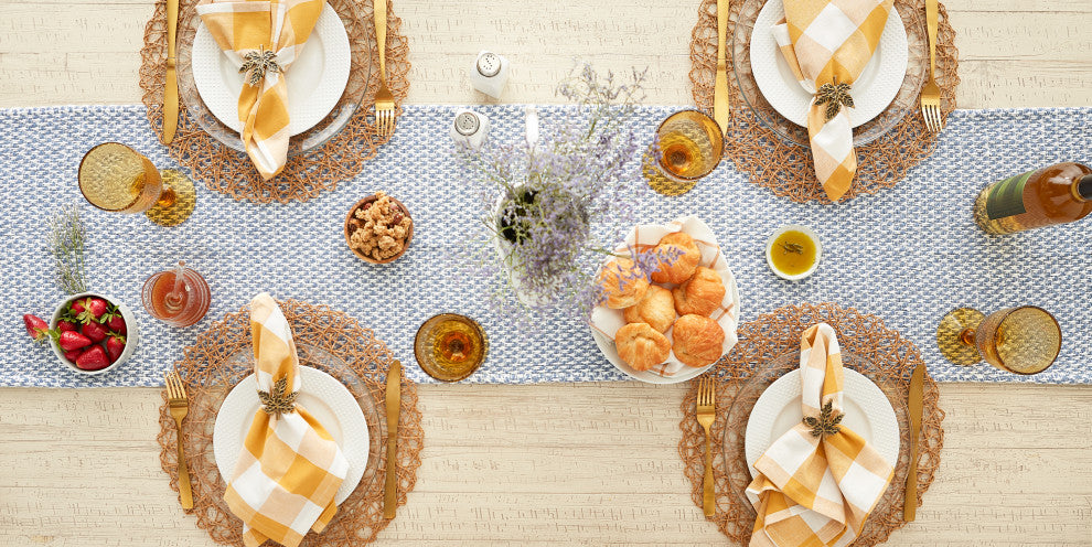 Stonewash Blue Woven Table Runner 15x108