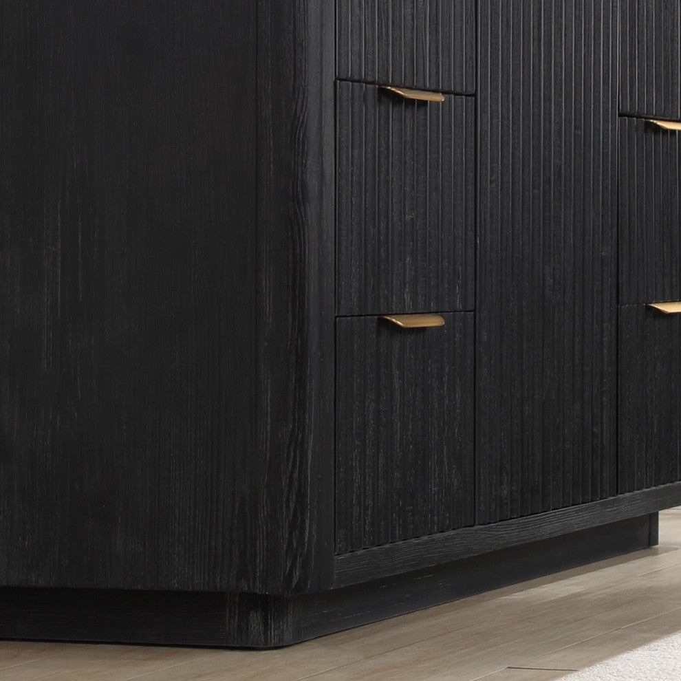 Vinnova Cadiz Bath Vanity, Composite Stone Top, Black, 48", No Mirror