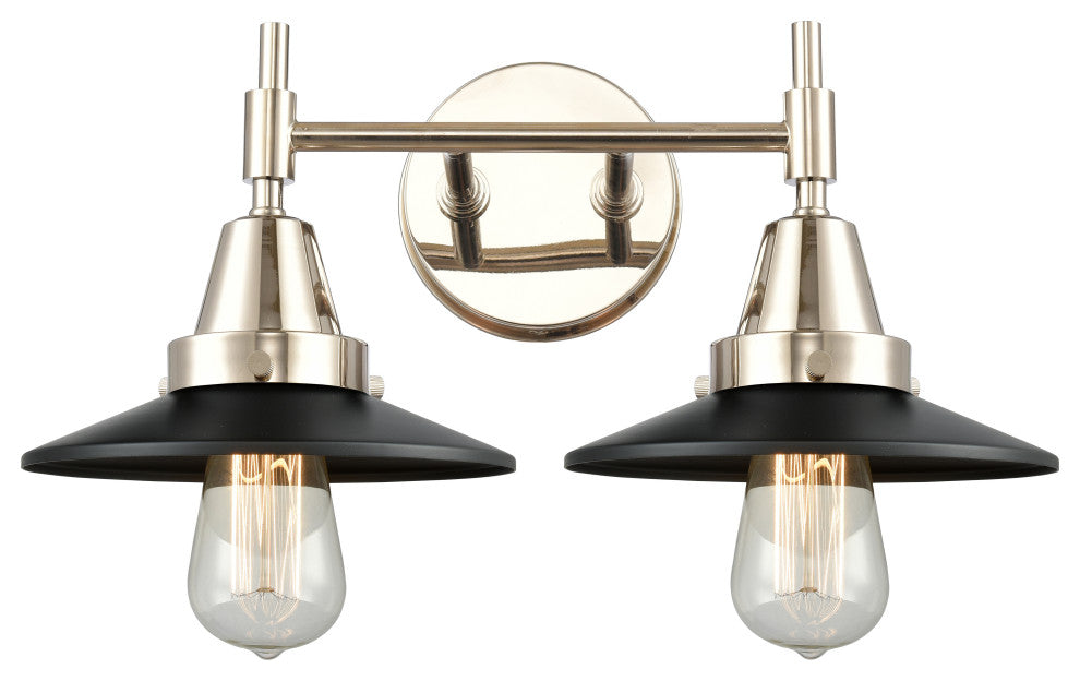 Innovations 447-2W-PN-M6-BK Caden 2 Light Bath Vanity Light, Polished Nickel