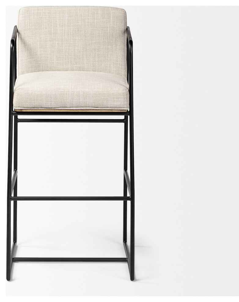 Beige Black Framed Counter Stool