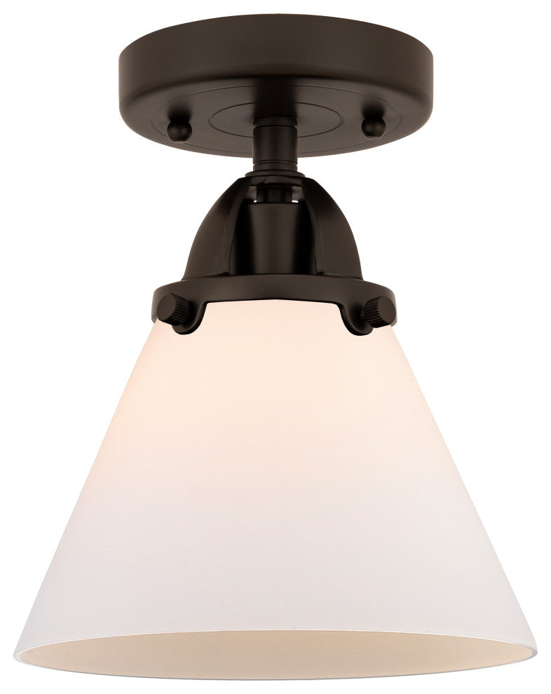 Large Cone Semi-Flush Mount, Oil Rubbed Bronze, Matte White, Matte White
