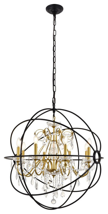 Cory 8-Light Black and Gold Crystal Pendant