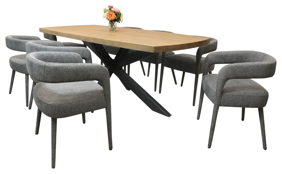 Logan 9-Piece Dining Set With 82" Dining Table And 8 Galway Gray Side Chairs