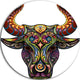 Ornamental Bull, Animal Digital Round Wall Art, 23"