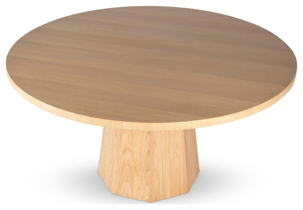IE Series, Kaia Round Dining Table, White Oak Frame