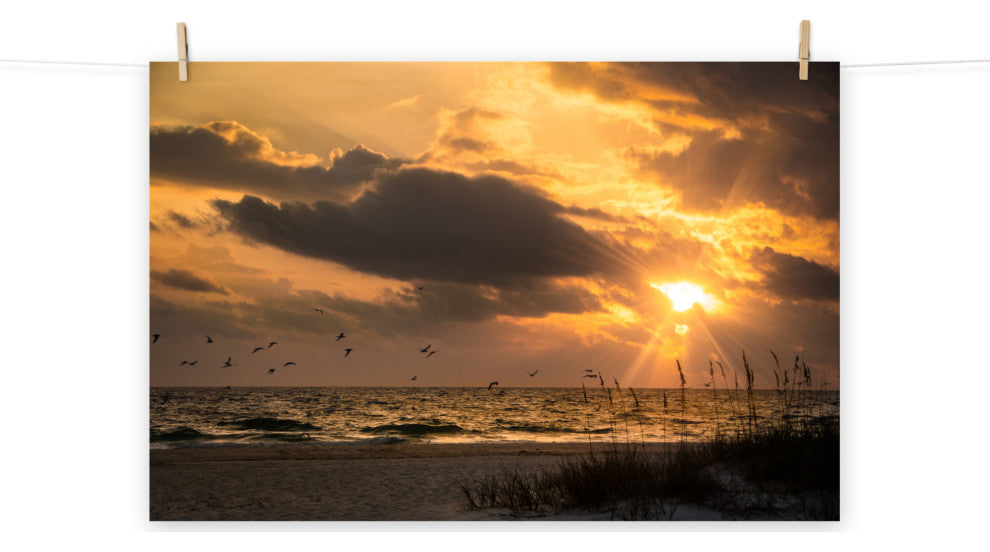 Seaside Themed Wall Art: Anna Maria Island Cloudy Beach Sunset 1 Print, 24" X 36"