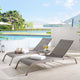 Lounge Chair Chaise Table Set, Aluminum, Metal, Gray, Modern, Outdoor Patio