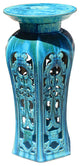 Ceramic Clay Turquoise Round Tall Pedestal Table Flower Display Stand Hcs5830