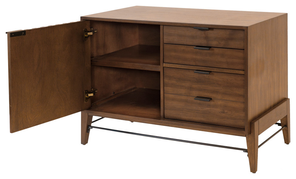 Mid-century Modern Small Console With File Drawers Brown