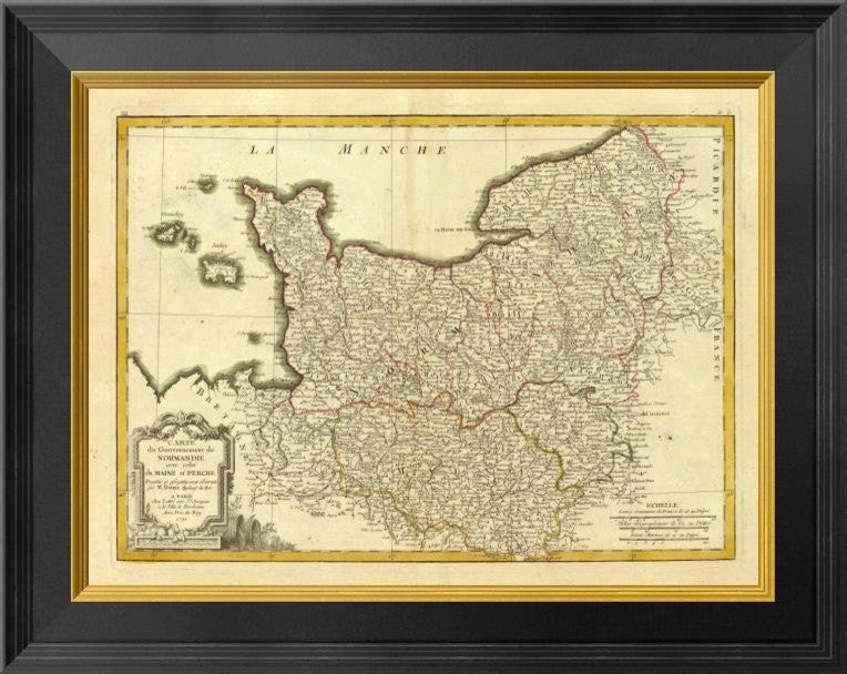 "Normandie, Maine, Perche, 1791" Framed Canvas Giclee by Rigobert Bonne, 20x16"