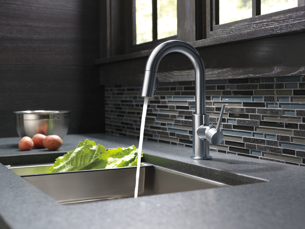 Delta Trinsic Single Handle Pull-Down Bar / Prep Faucet, Arctic Stainless