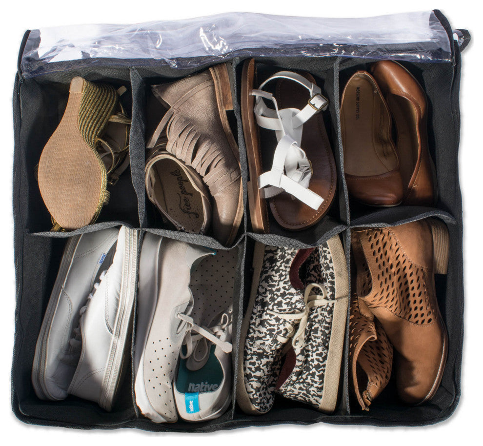 Black Linen 8 Shoes Soft Storage