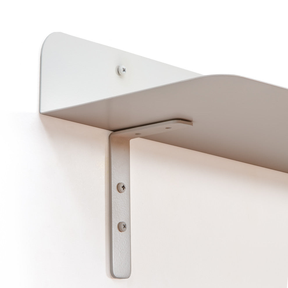 Saffron Fabs Metal Wall Shelves, White, 2 Piece Set: 24x8 & 36x8