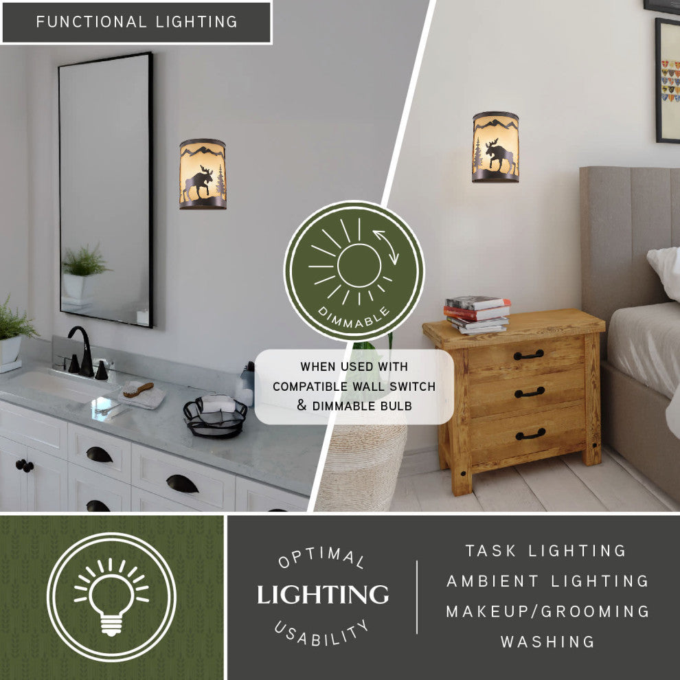 Yosemite 8" Wall Sconce Light, Moose