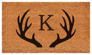 Calloway Mills Antler Monogram Doormat, 24"x36", Letter K
