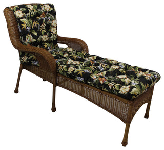 74"x19" Squarded Spun Polyester Tufted Chaise Lounge Cushion, Freeport Ebony