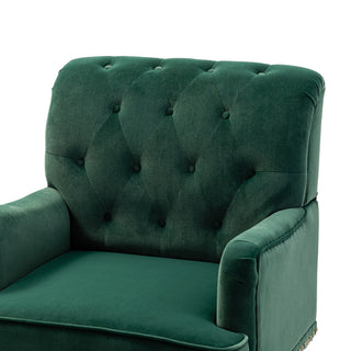 Upholstered Accent Armchair With Nailhead Trim, Green