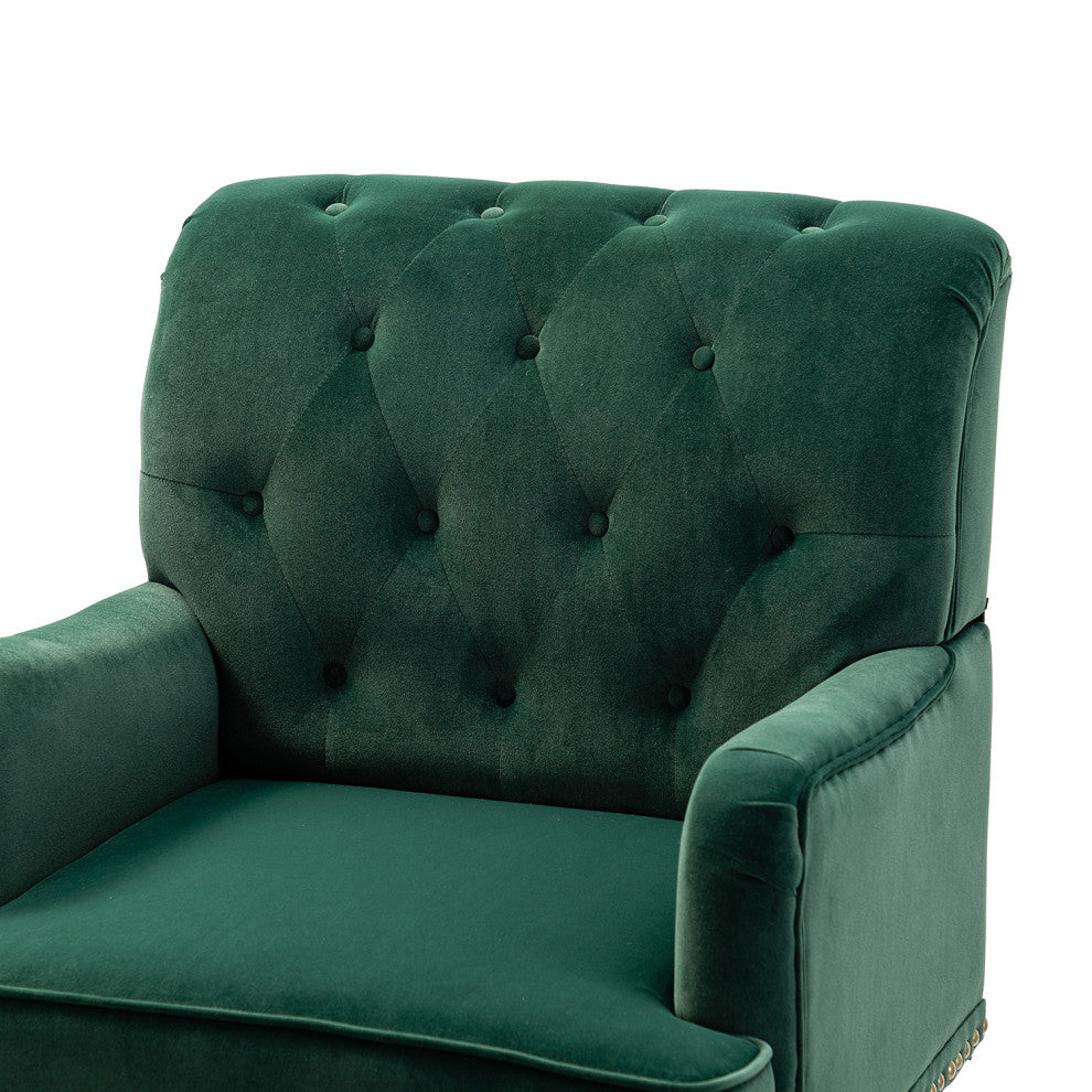 Upholstered Accent Armchair With Nailhead Trim, Green