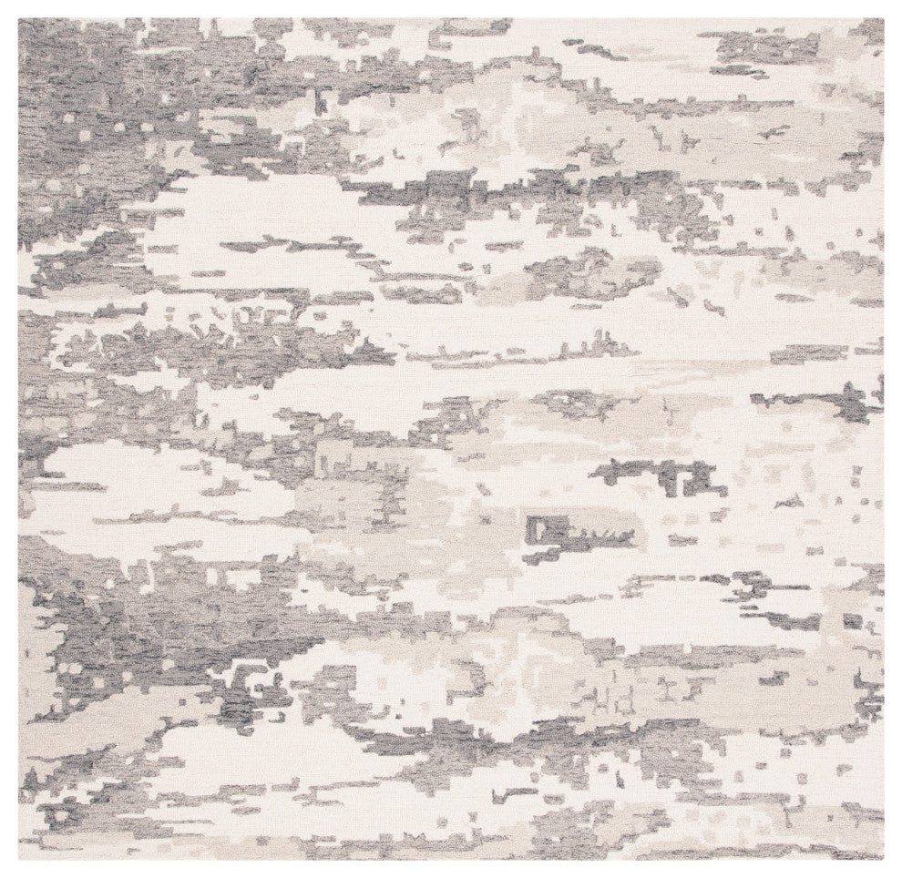 Safavieh Couture Abstract Collection, ABT465 Rug, Charcoal/Ivory, 4' Square