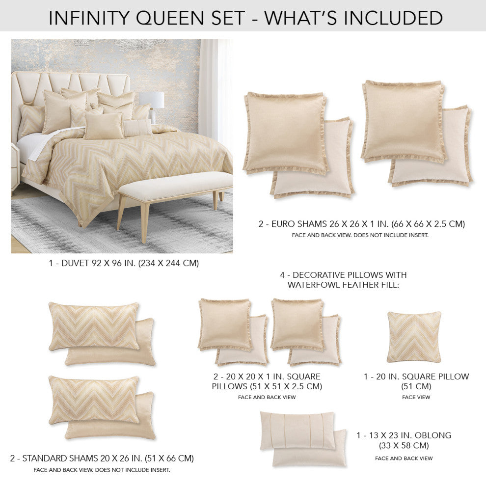 Infinity 9-Piece Queen Duvet Set - Gold