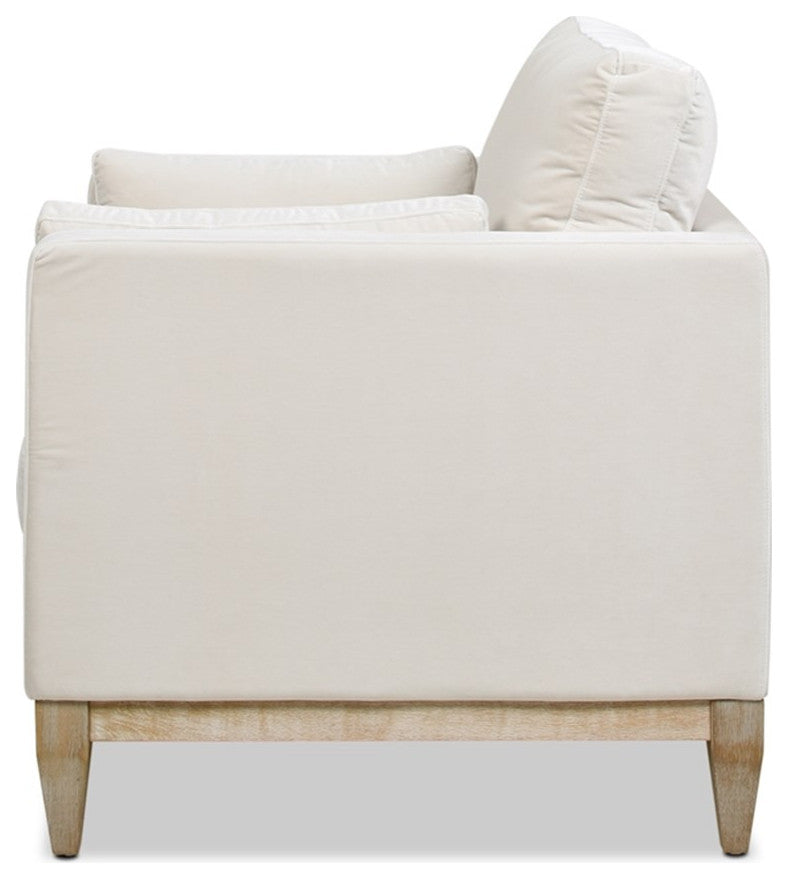 Knox Modern Farmhouse 3 Piece Velvet Arm Chair & Sofa Set in Beige