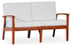 DTY Outdoor Living Longs Peak Eucalyptus Loveseat w/ Cushion, Natural Oil, Cream