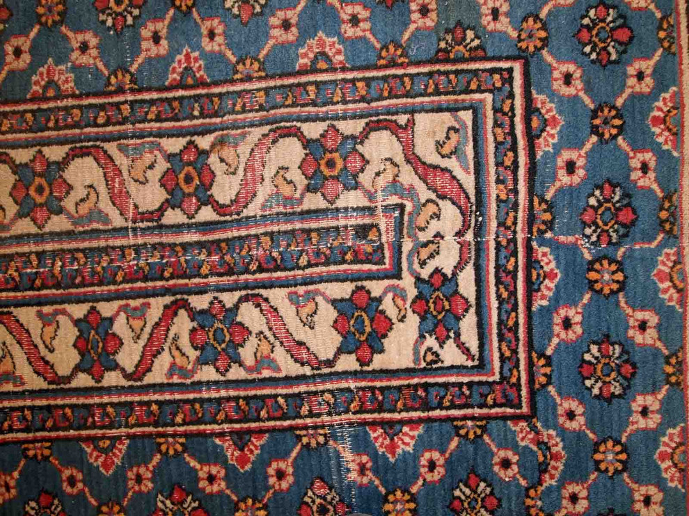 Handmade antique Persian Mashad runner 4.3' x 14' (132cm x 427cm) 1900s