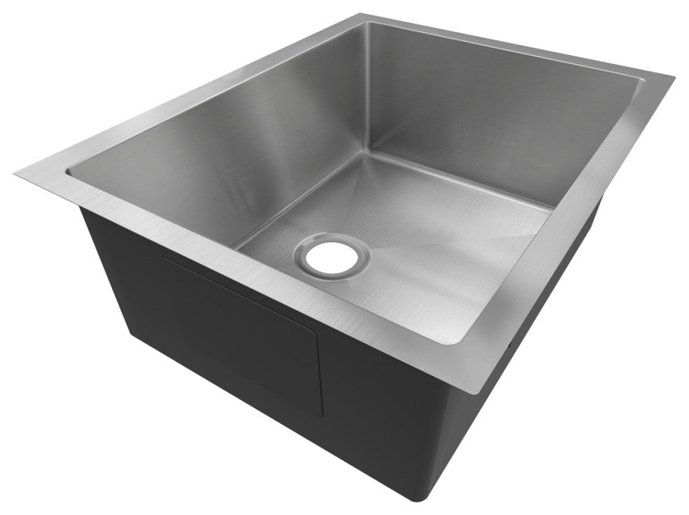 Sinber Single Bowl Kitchen Sink with 304 Stainless Steel Satin Finish, 23"x18"x9", Undermount